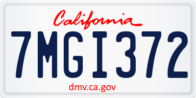 CA license plate 7MGI372