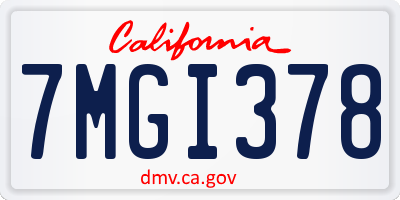 CA license plate 7MGI378