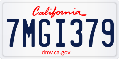 CA license plate 7MGI379
