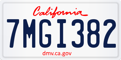 CA license plate 7MGI382