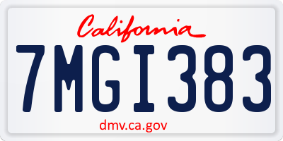 CA license plate 7MGI383