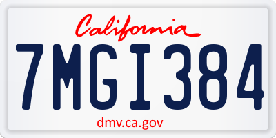 CA license plate 7MGI384