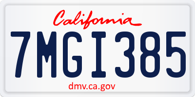 CA license plate 7MGI385