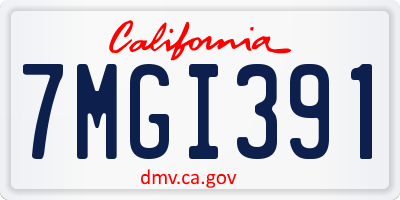 CA license plate 7MGI391