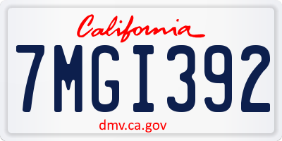 CA license plate 7MGI392