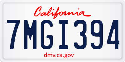 CA license plate 7MGI394