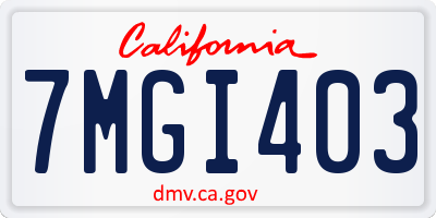 CA license plate 7MGI403