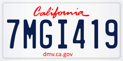 CA license plate 7MGI419