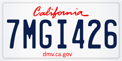 CA license plate 7MGI426