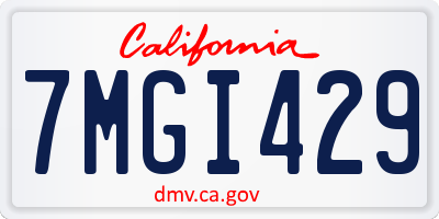 CA license plate 7MGI429