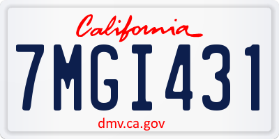 CA license plate 7MGI431
