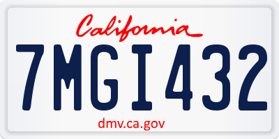 CA license plate 7MGI432