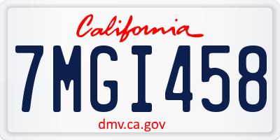 CA license plate 7MGI458