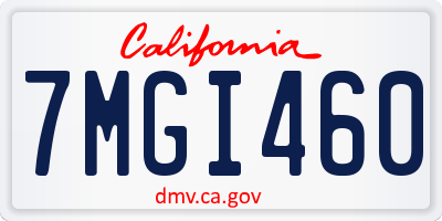 CA license plate 7MGI460