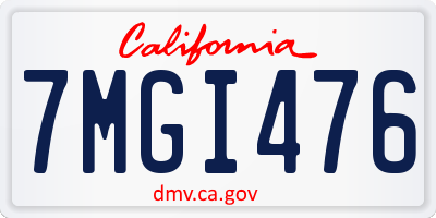 CA license plate 7MGI476