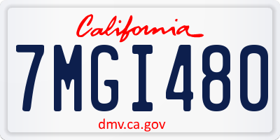 CA license plate 7MGI480