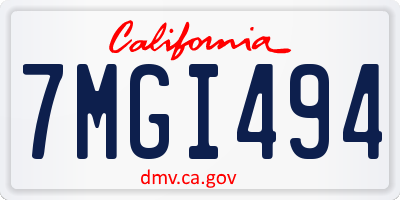 CA license plate 7MGI494