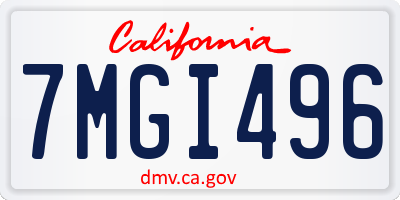 CA license plate 7MGI496