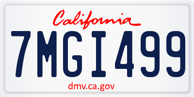 CA license plate 7MGI499