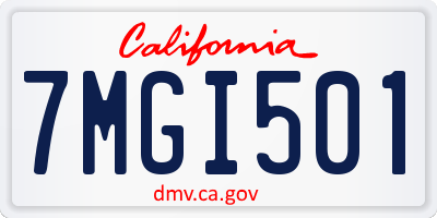 CA license plate 7MGI501
