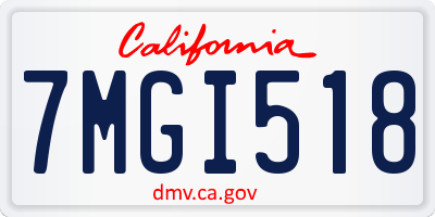 CA license plate 7MGI518