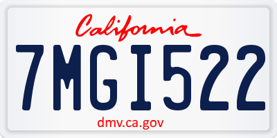 CA license plate 7MGI522