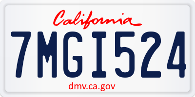 CA license plate 7MGI524