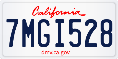 CA license plate 7MGI528
