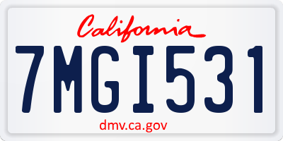 CA license plate 7MGI531