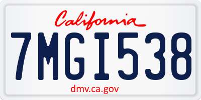 CA license plate 7MGI538