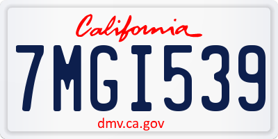 CA license plate 7MGI539