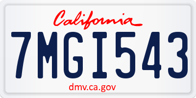 CA license plate 7MGI543
