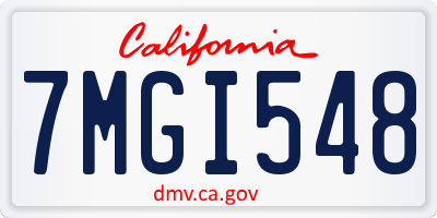CA license plate 7MGI548