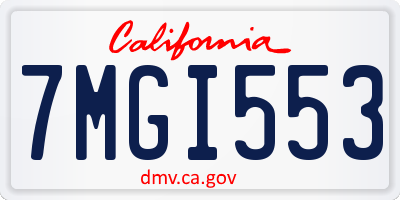 CA license plate 7MGI553