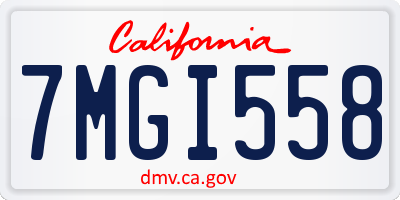 CA license plate 7MGI558