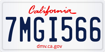 CA license plate 7MGI566
