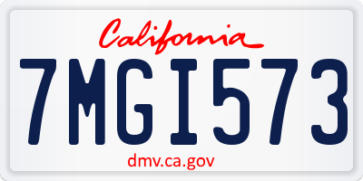 CA license plate 7MGI573