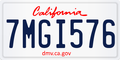 CA license plate 7MGI576