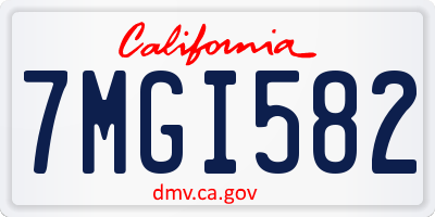 CA license plate 7MGI582