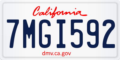 CA license plate 7MGI592
