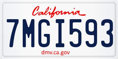 CA license plate 7MGI593