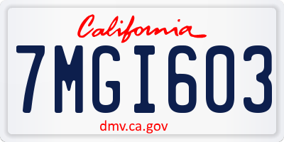 CA license plate 7MGI603