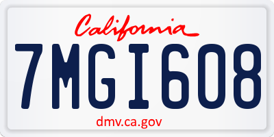 CA license plate 7MGI608