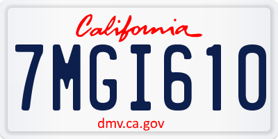 CA license plate 7MGI610