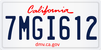 CA license plate 7MGI612