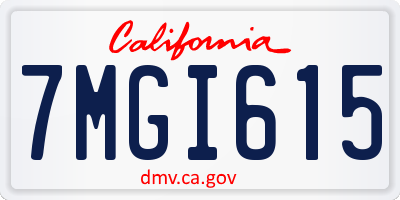 CA license plate 7MGI615
