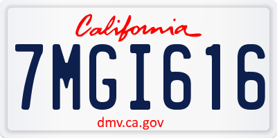 CA license plate 7MGI616