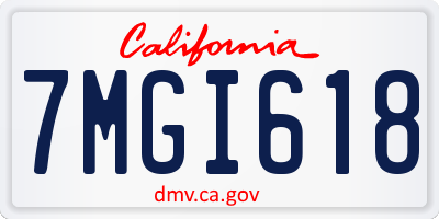 CA license plate 7MGI618