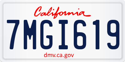 CA license plate 7MGI619