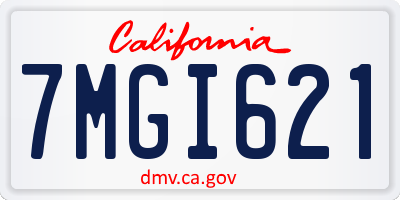 CA license plate 7MGI621
